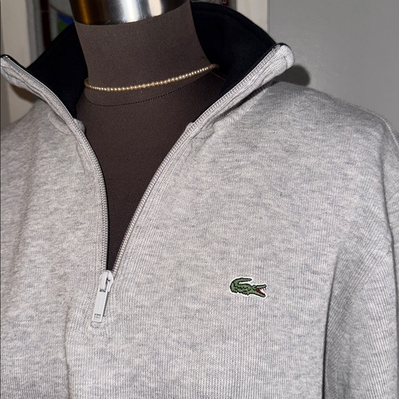 Lacoste Grey Quarter Zip Sweatshirt SZ XL - Picture 2 of 8